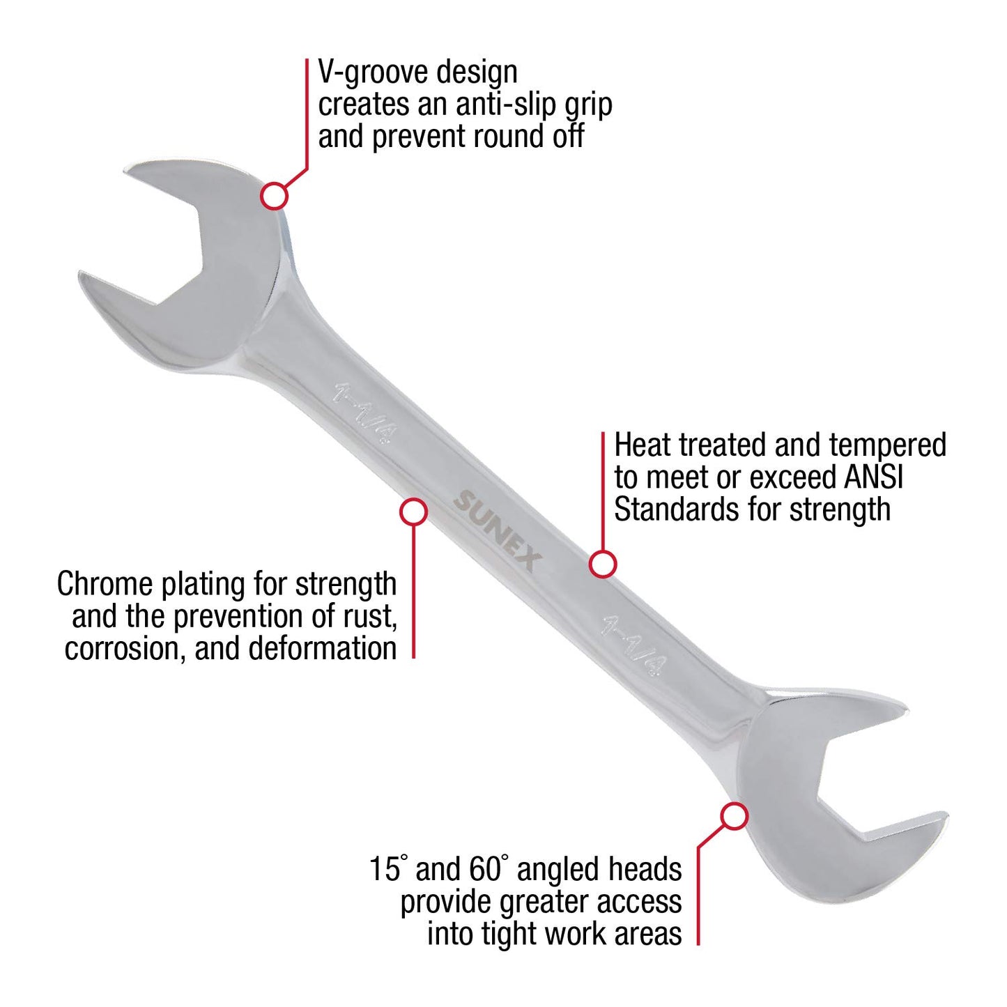 Sunex 9914A 14 Piece Angle Head SAE Wrench Set (FULL POLISH) CRV