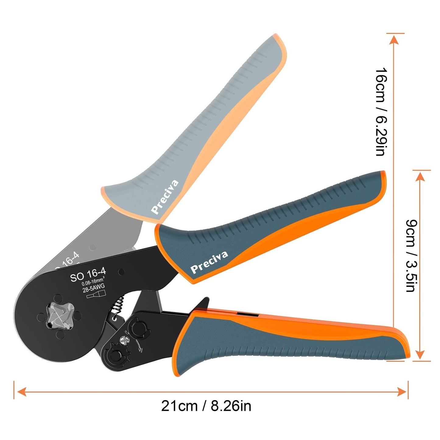 Preciva Wire Ferrule Crimping Tool, Square Jaw Pliers AWG 28-5, Self-Adjustable Ratchet Crimper for Terminals & Cable End-Sleeves