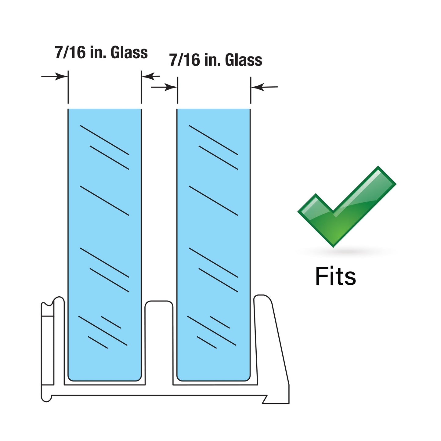 Prime-Line M 6059 Sliding Shower Door Bottom Guide, 1/2 In. Channels, Plastic Construction, Clear, Adhesive Backing (2 Pack)