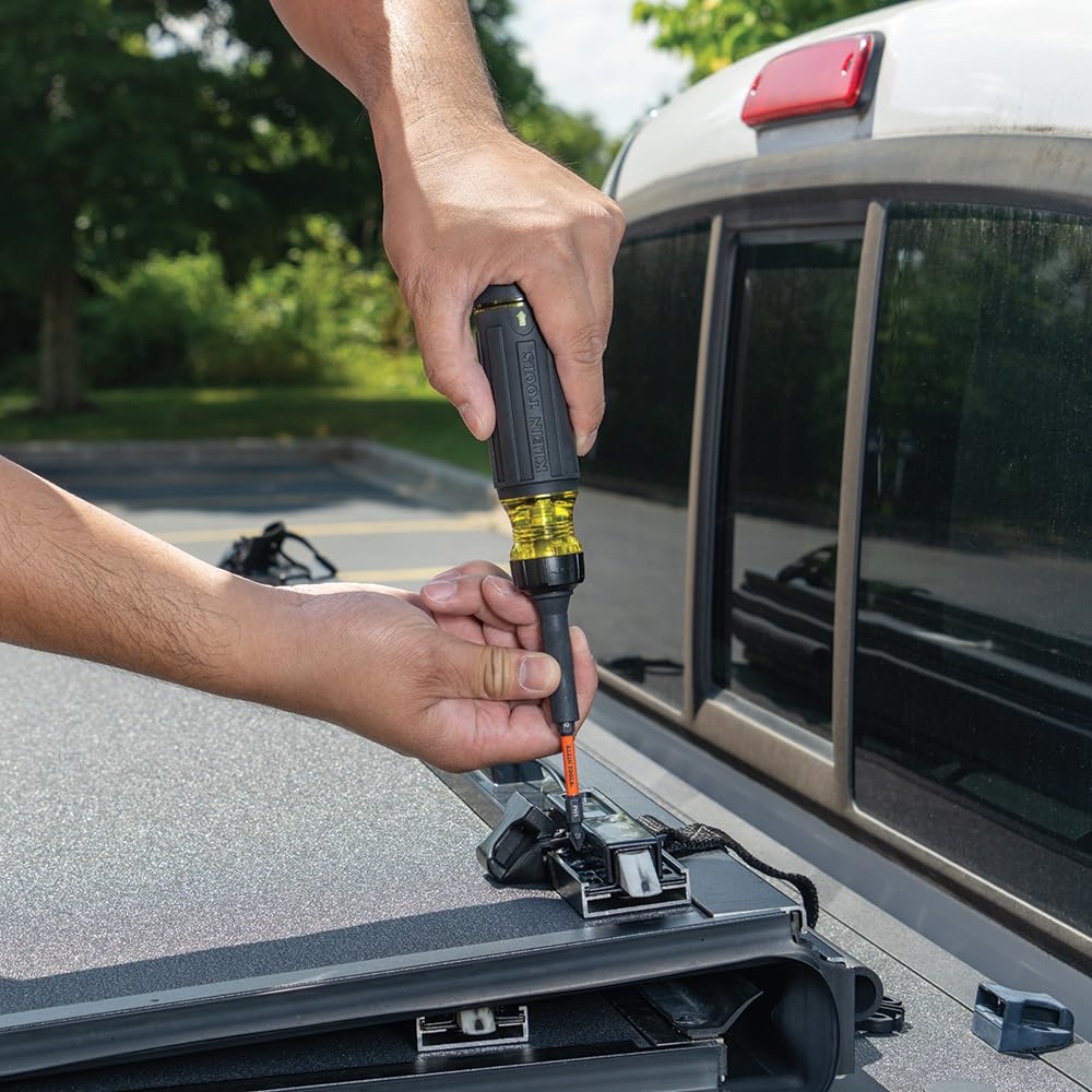 Klein Tools 32315HD 15-in-1 Multi-Bit Ratcheting Screwdriver, Impact-Rated, 7 Double-Ended ProFlex Torsion Zone Tips, 1/4-Inch Nut Driver, 8-Piece