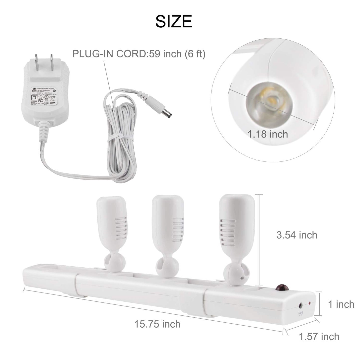 BIGLIGHT LED Track Light, Dimmable & Rotatable Spotlight with Remote, Plug-in Accent Lighting for Kitchen, Bathroom, Gallery, Cabinets