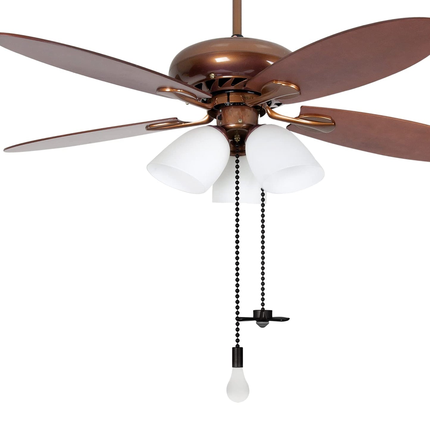 ELFCAB 6-Piece Ceiling Fan Pull Chain Set with 3mm Beaded Balls, 12 Pull Loop Connectors & 3 Extended 36" Chains, Matte Black