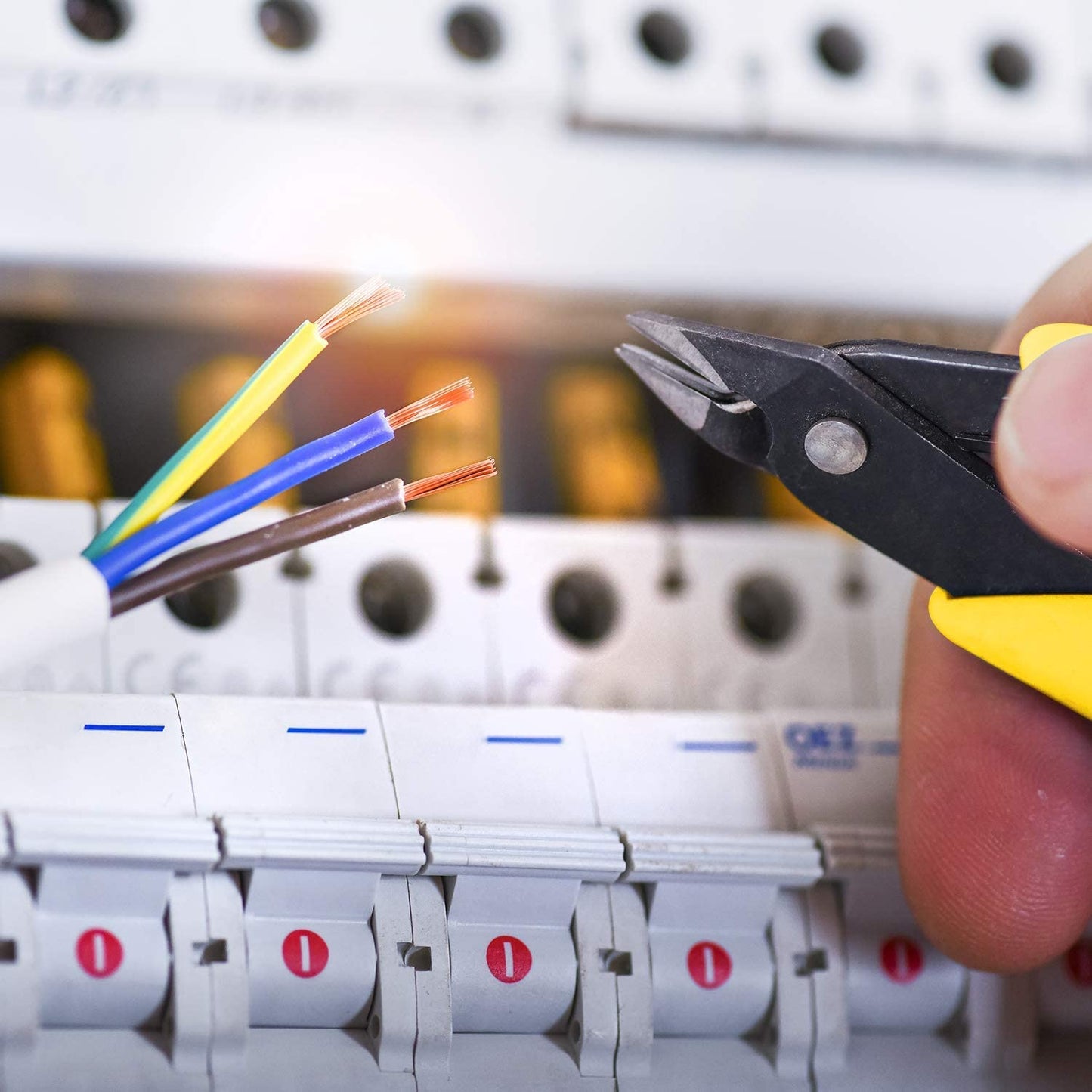 HongWay 5pcs Micro Flush Cutters 5" – Diagonal Wire Cutters with Spring, Electronics, Model, Copper & Heating Wire Snips, Yellow