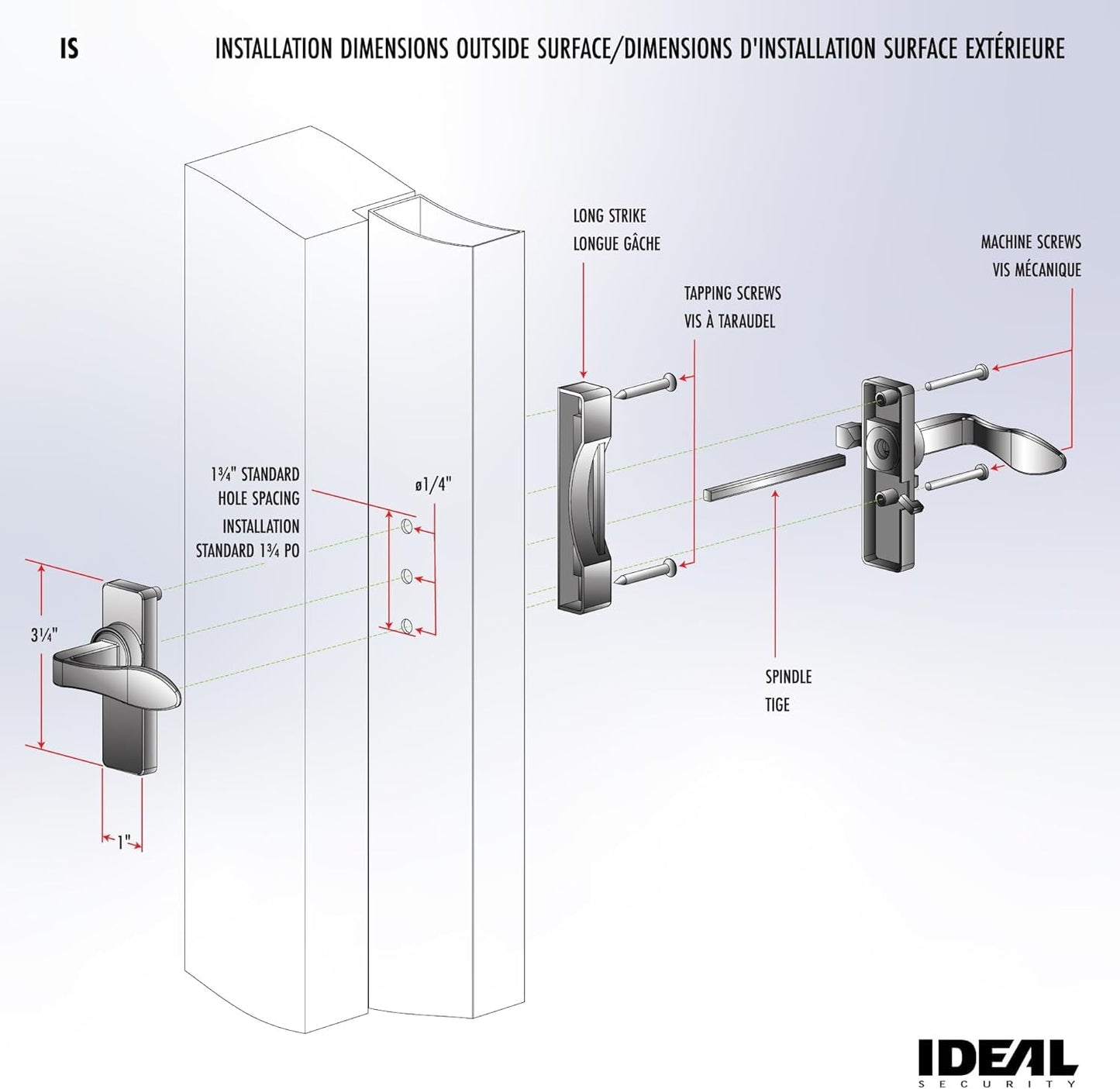 Ideal Security in-Swinging Storm Door Handle Set – for Inward-Opening Storm & Screen Doors ONLY – Surface Mount, Locking Inside Latch, Black