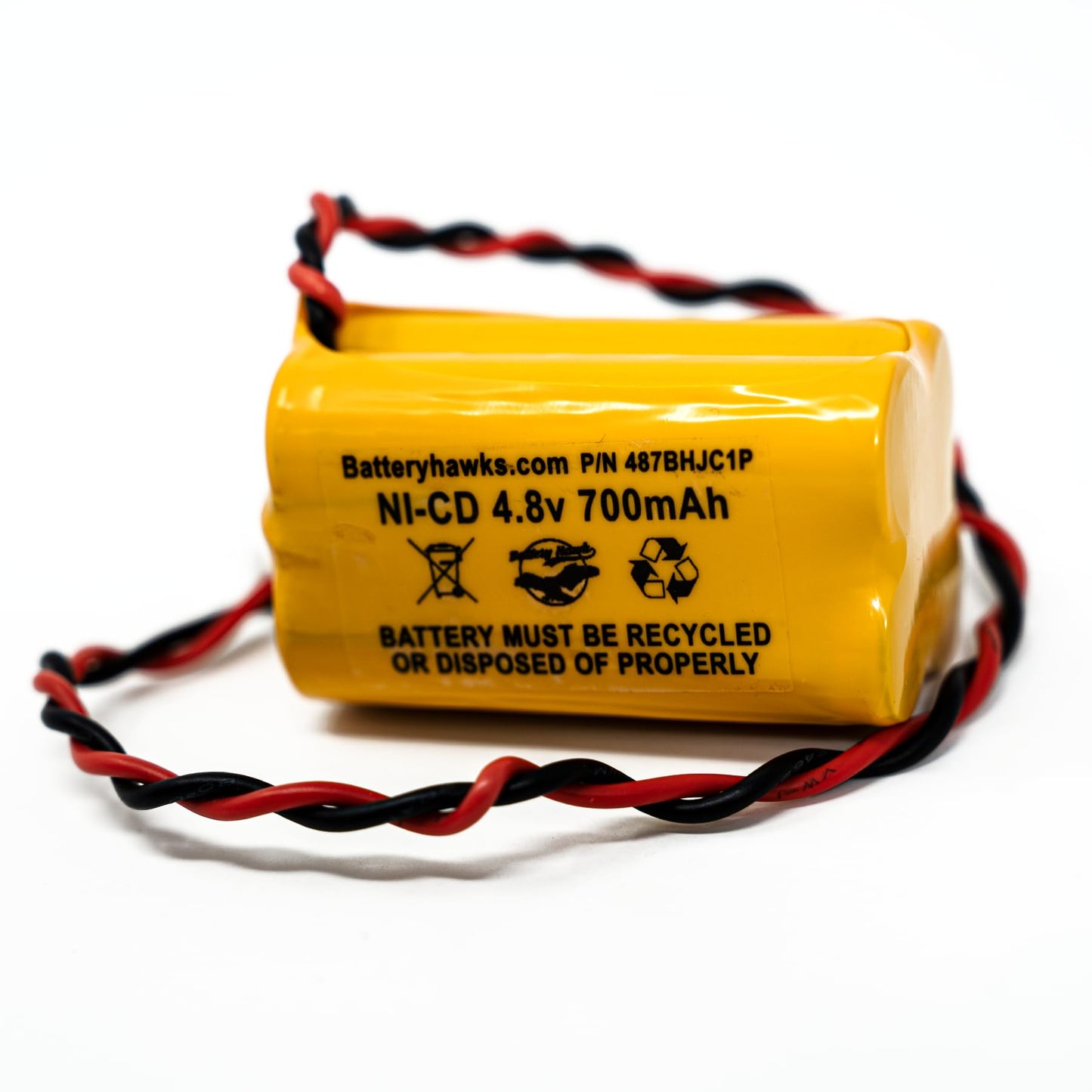 4.8V Ni-Cd Battery 700mAh for Exit Sign Emergency Light, Replaces BL93NC487/484/485, White Connector (5 Pack)