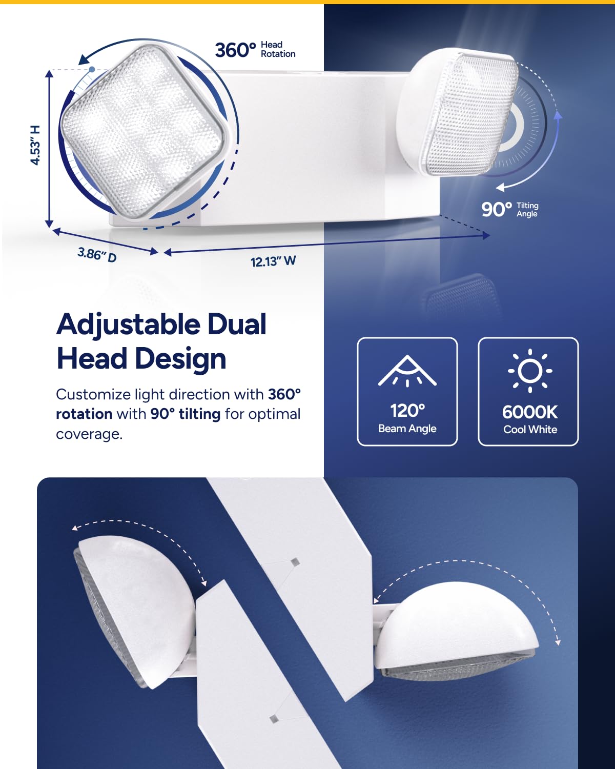 Sunco 12-Pack LED Emergency Lights for Offices & Commercial Use, Wall Mount, Hardwired, Backup Battery 90min, Fire-Resistant UL Rated