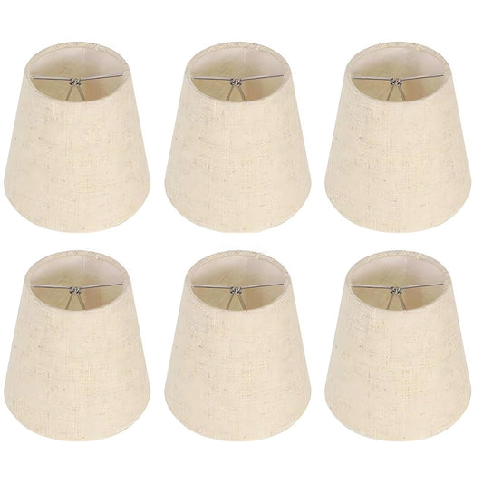 Kenqulio Small Lamp Shades Clip on Bulb, Chandelier Shades Set of 6, Mini Linen Lampshade 3.5x5x5.5in Small Lamp Shade for Chandelier Lamp Replacement