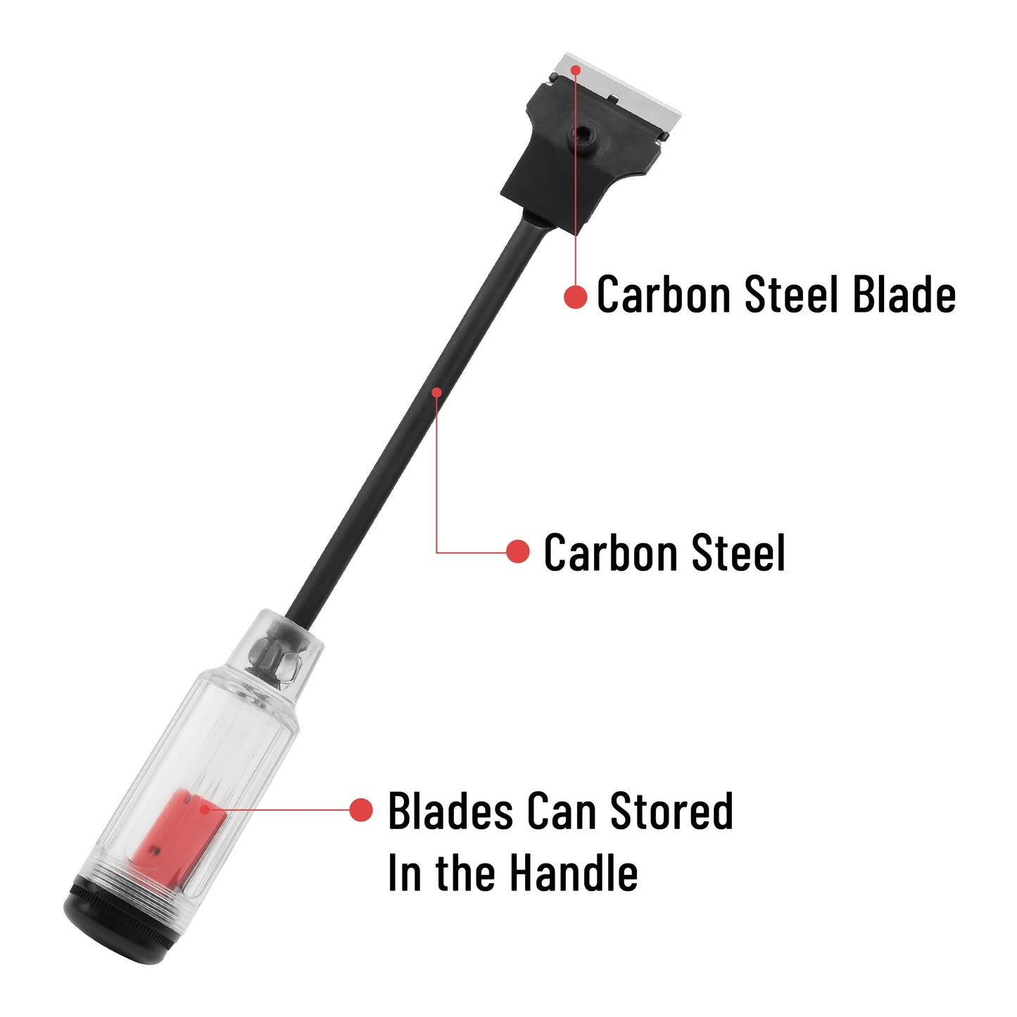 Bates- Long Reach Extension Scraper, 11-Inch, Razor Scraper with Extra 3 Double Edged Plastic & 3 Metal Blades, Long Handle Razor Blade Scraper, Razor Scraper, Window Scraper, Scraper Tool