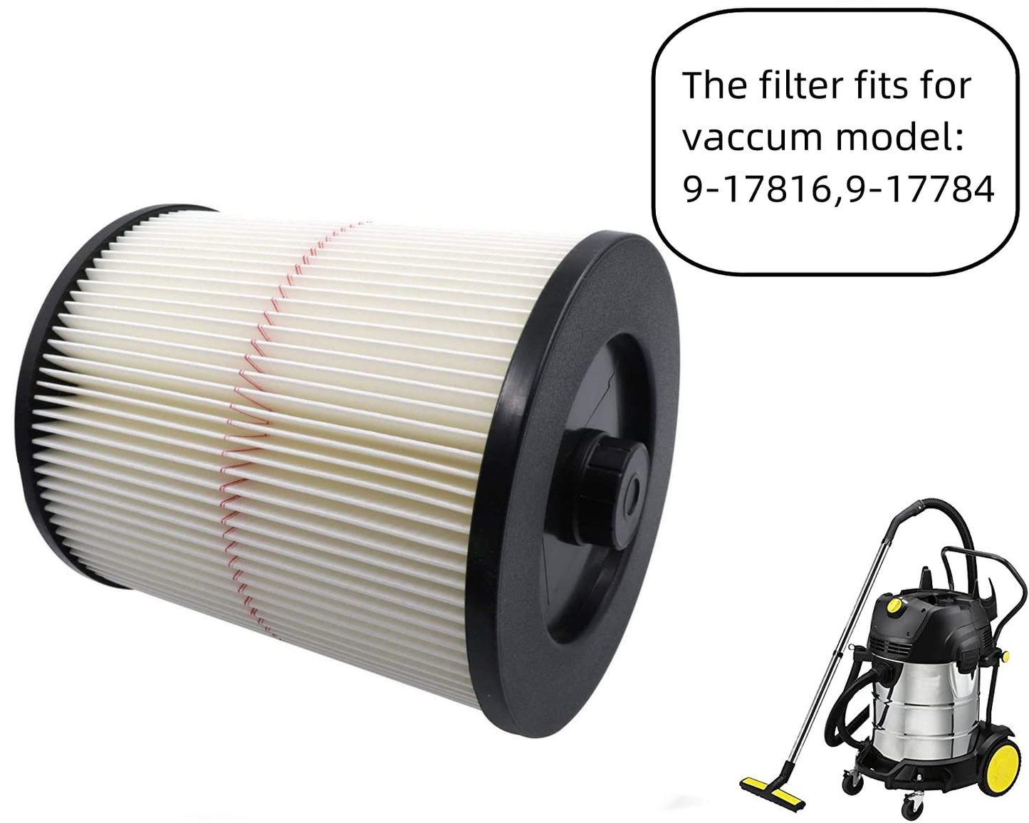 17816 Replacement Filter For Craftsman 9-17816 Wet/Dry Vacuum Cleaner Fit 5 gallon,1 pack