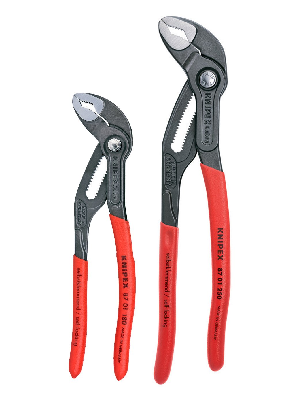 KNIPEX Tools - 2 Piece Cobra Pliers Set (87 01 180 & 87 01 250) (003120V01US), Red