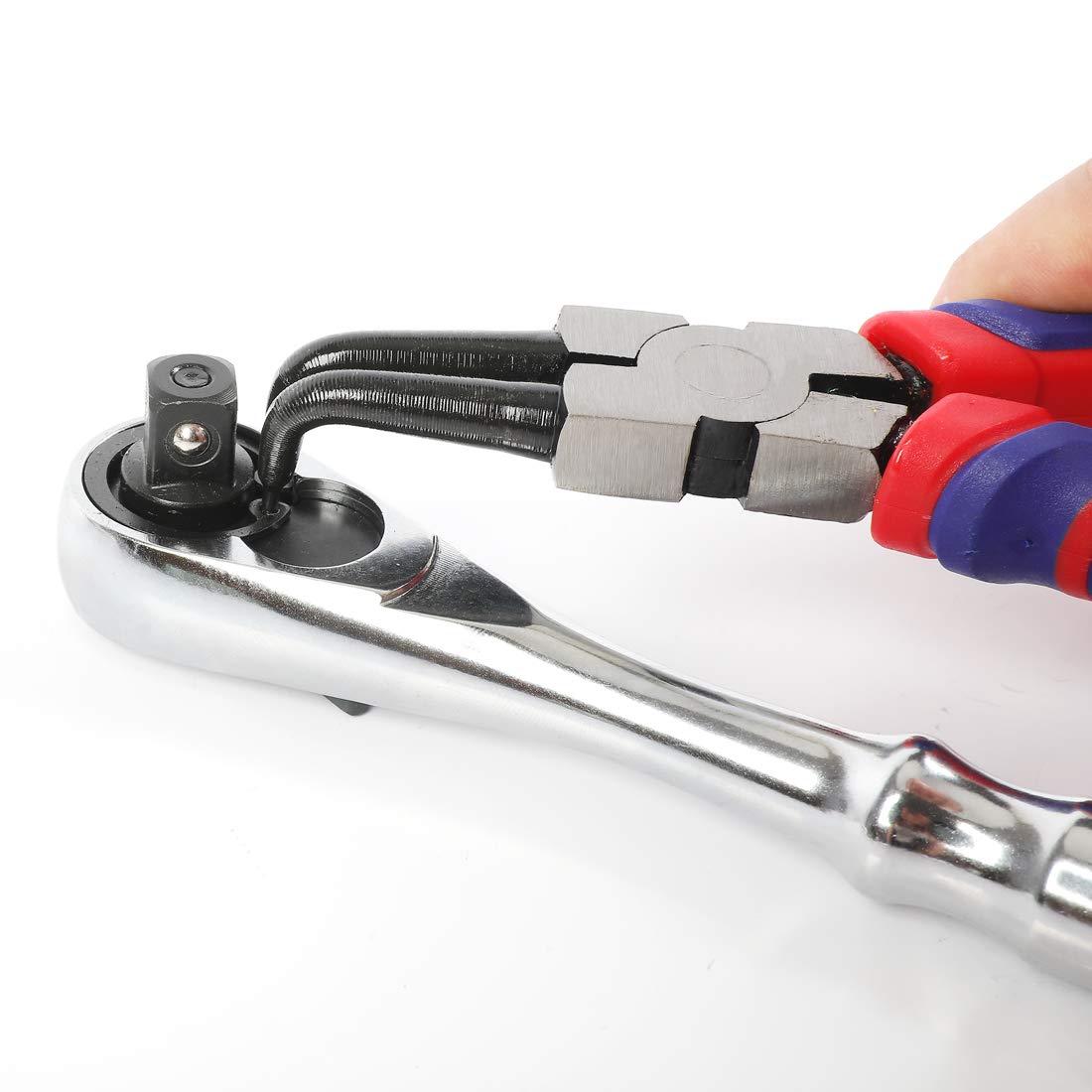 WORKPRO 4-Piece Snap Ring Pliers Set, 7" Internal & External Circlip Pliers, Straight/Bent, 5/64" Tips, Cr-V Steel, Storage Pouch