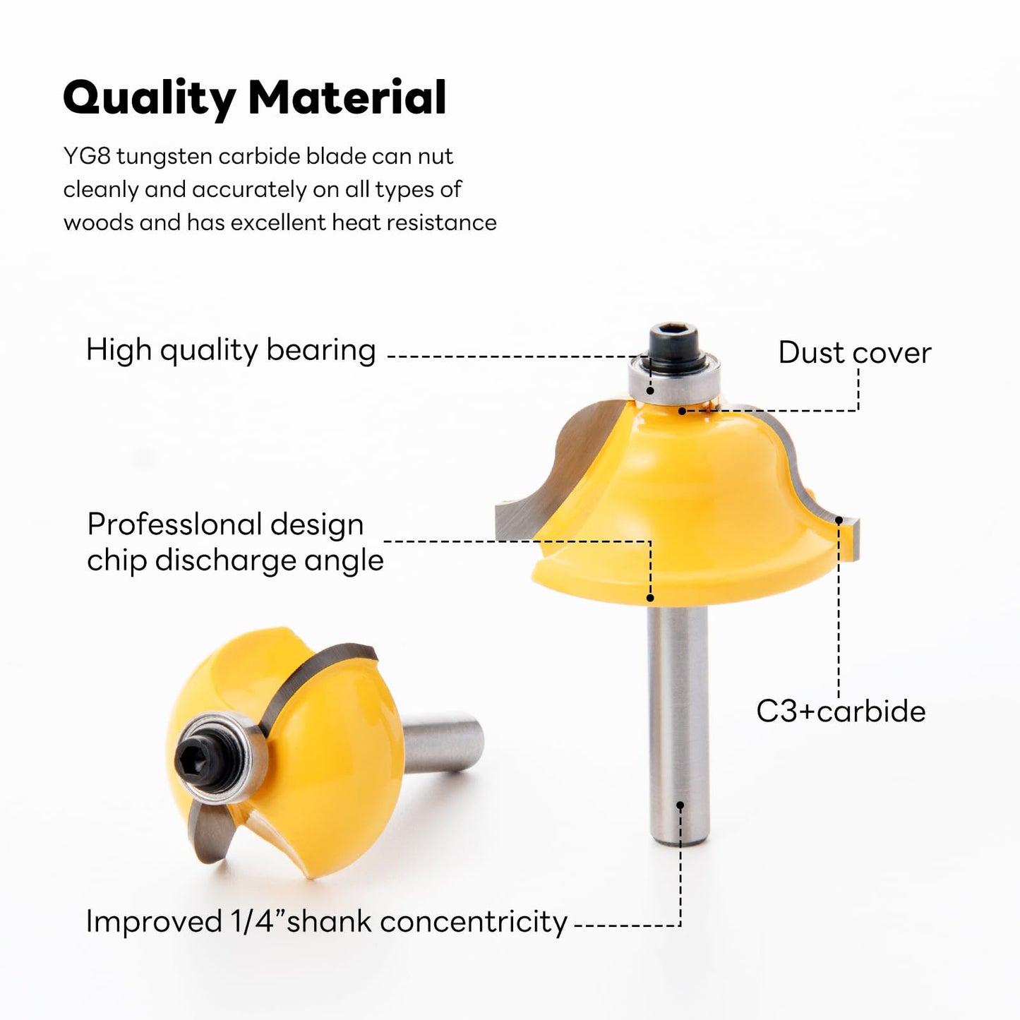 EilxMag 100 Pieces Router Bit Set, Router Bits 1/4 Inch Shank with Aluminum Storage Case Tungsten Carbide Router Bits Kit for Professional Woodworking
