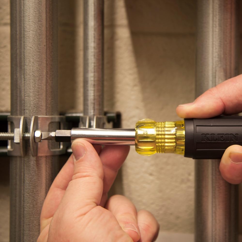 Klein Tools 32557 Multi-Bit Screwdriver/Nut Driver, Heavy Duty 10-in-1 with Interchangable Shafts and Ph, Sl, Sq, Hex Bits and Nut Drivers