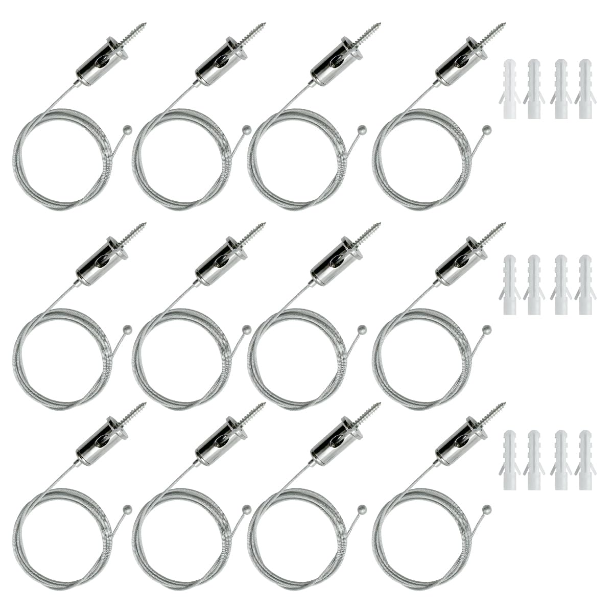 Cezelux 12-Pack Hexagon Pendant Light Suspension Kit, 3.28ft Steel Hanging Chains & Adjustable Wire Rope for Chandelier/Hex Lights