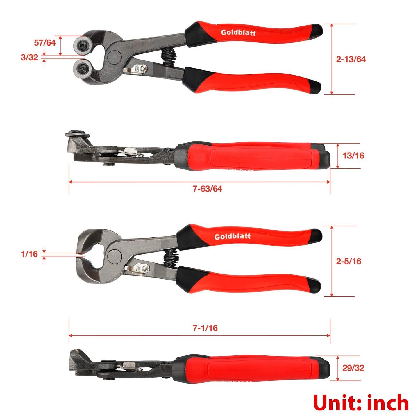 Goldblatt 2-Piece Glass Tile Nippers Set, Heavy-Duty Wheeled Mosaic Nipper & HD Ceramic Tile Nipper, Soft-Grip Tile Cutter Pliers for Glass, Stone & Metal