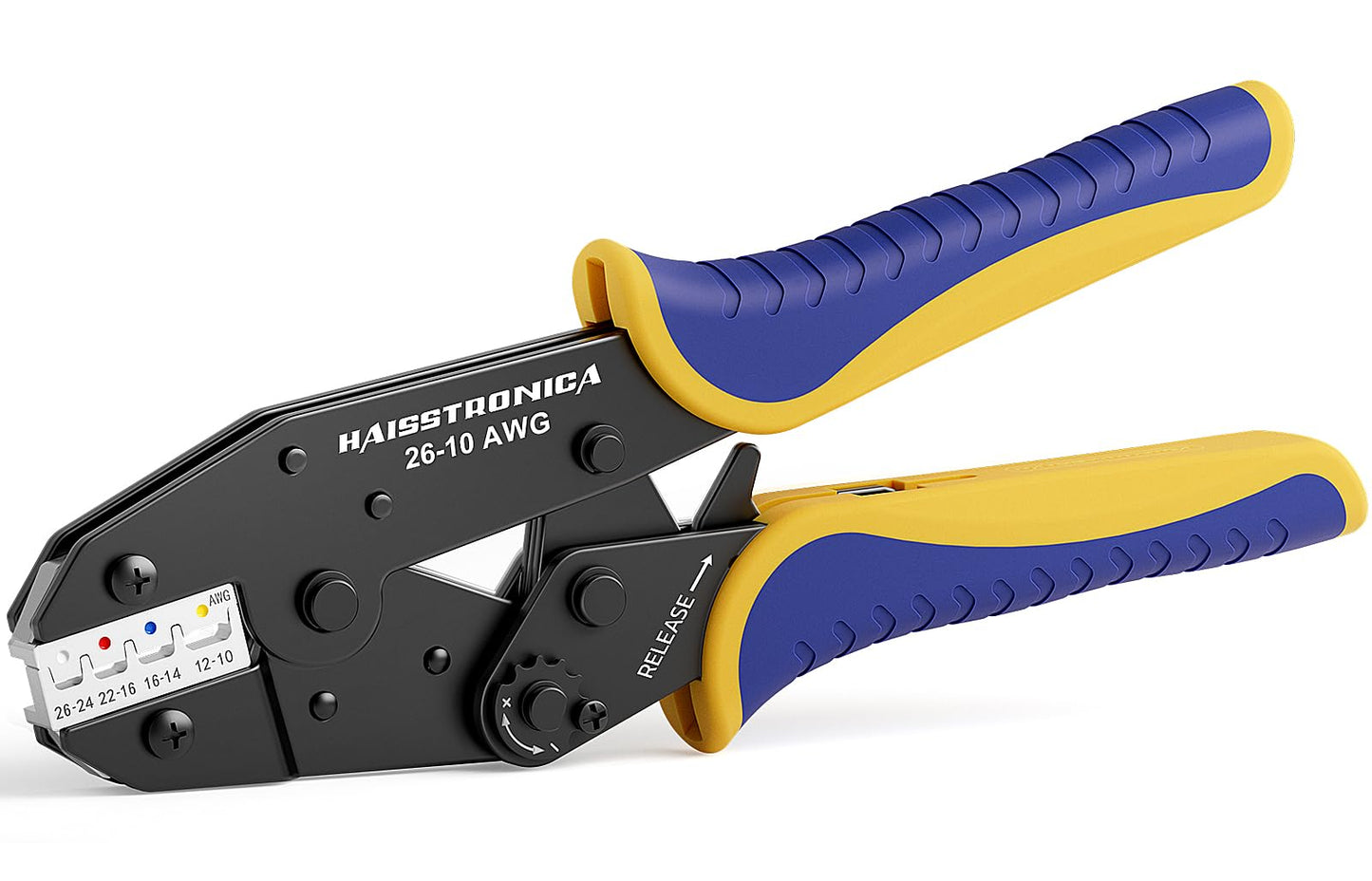 haisstronica Ratchet Crimping Tool for Heat Shrink Connectors, AWG 26-10, Insulated Nylon & Electrical Wire Terminals HS-8327