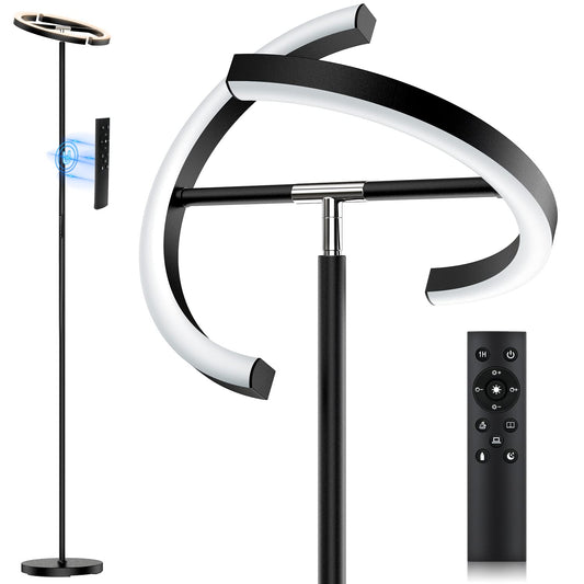 SIBRILLE LED Floor Lamp, 22W Dimmable Standing Light, Touch & Remote Control, 3000-6000K, Rotatable Uplighter for Living Room & Bedroom