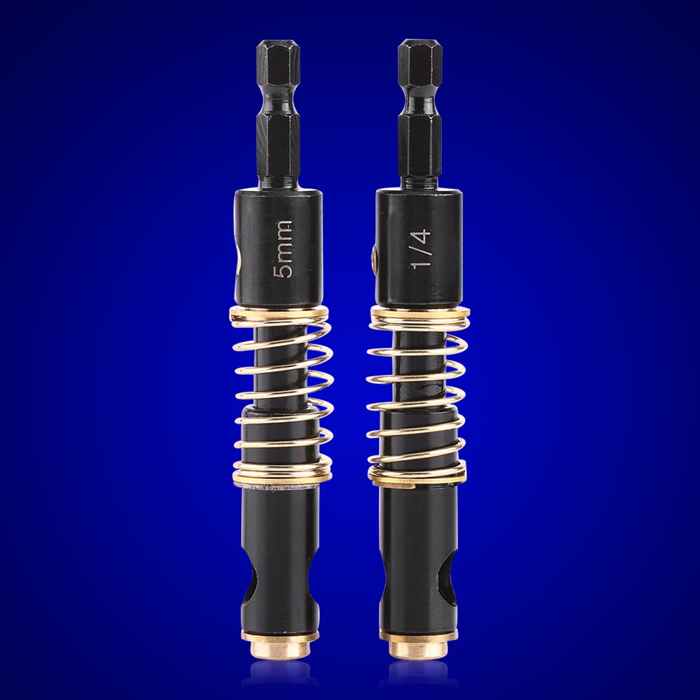 2pcs 5mm&1/4" Black Hinge Drill Bits Reaming Drilling Wood Plastic 1/4inch Hex Shank for Woodworking DIY(2pcs Combination)