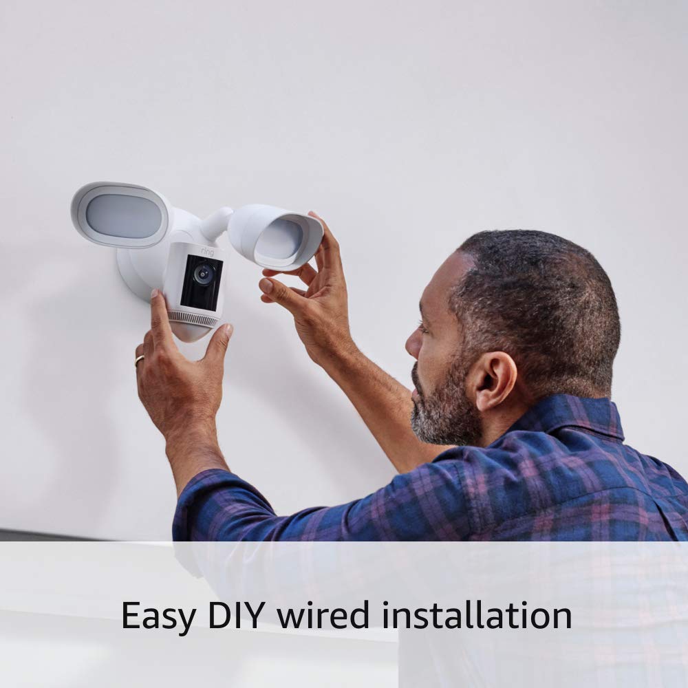 Ring Floodlight Cam Wired Pro, Home or business security, Retinal 2K Video, Color Night Vision and Two-Way Talk with Audio+, White