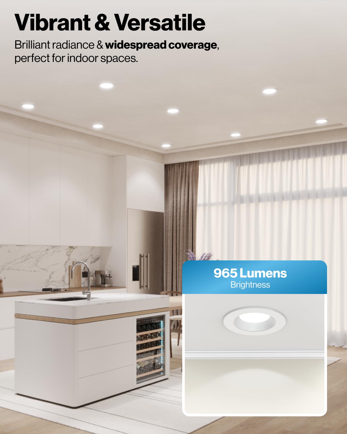 Sunco 6" Recessed Can Lights 2-Pack, 13W (75W Equivalent), Dimmable, Selectable CCT 2700-5000K, Baffle Trim, Damp Rated, UL