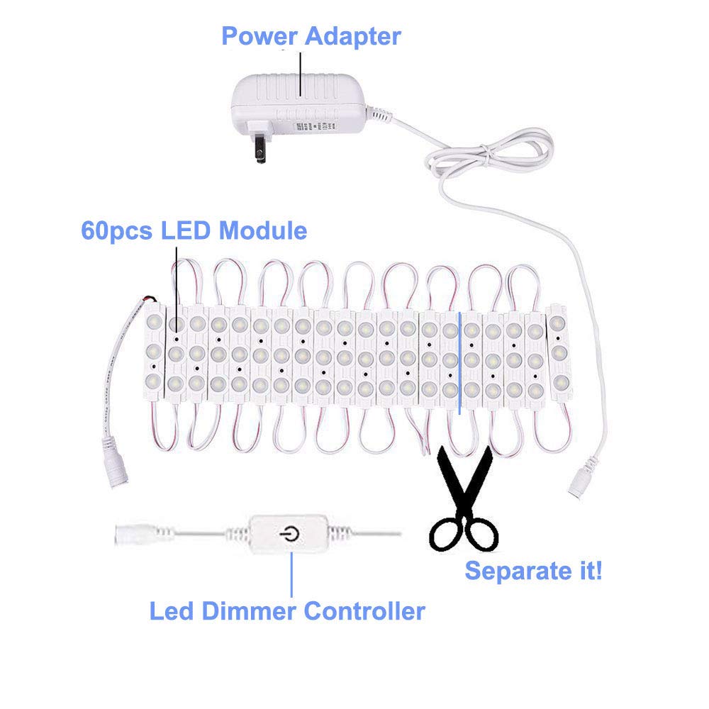 LED Hollywood Vanity Mirror Lights, 10ft Dimmable Touch-Control Strip, Ultra Bright White for Makeup Table & Bathroom Mirror