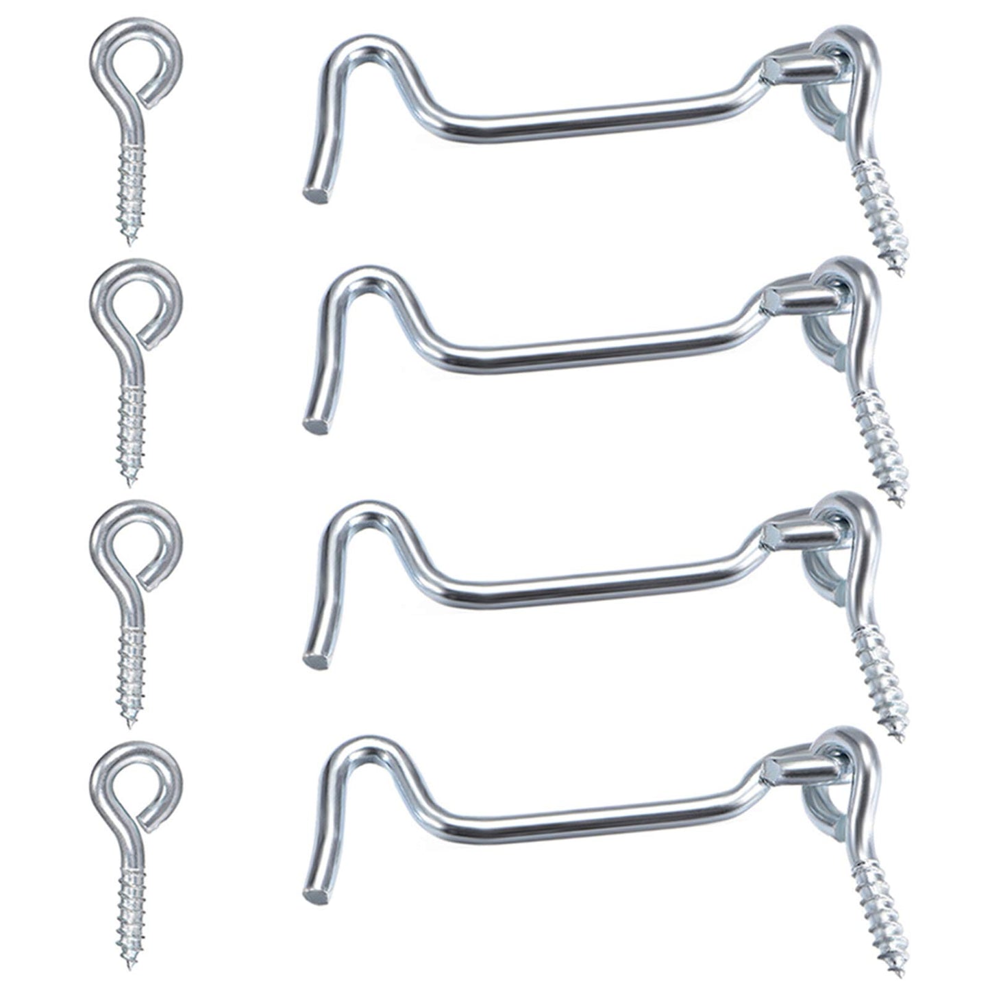 ZXUEZHENG 4Pcs 1.5 inches Cabin Hook Eye Latch Gate Door Swivel Window Door Hook with Mounting Screws
