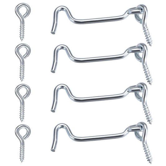 ZXUEZHENG 4Pcs 1.5 inches Cabin Hook Eye Latch Gate Door Swivel Window Door Hook with Mounting Screws