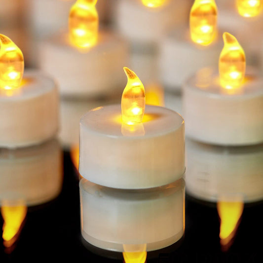 YIWER LED Tea Light Candles, 50 Pack, Battery Operated Flickering Tea Lights, 200-Hour Runtime, Warm Yellow, Perfect for Festivals & Decor