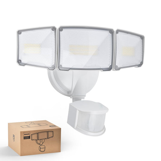 Philips 72W 7400LM LED Security Light with PIR Motion Sensor, 5000K Daylight, 3-Head Outdoor Waterproof Flood Light