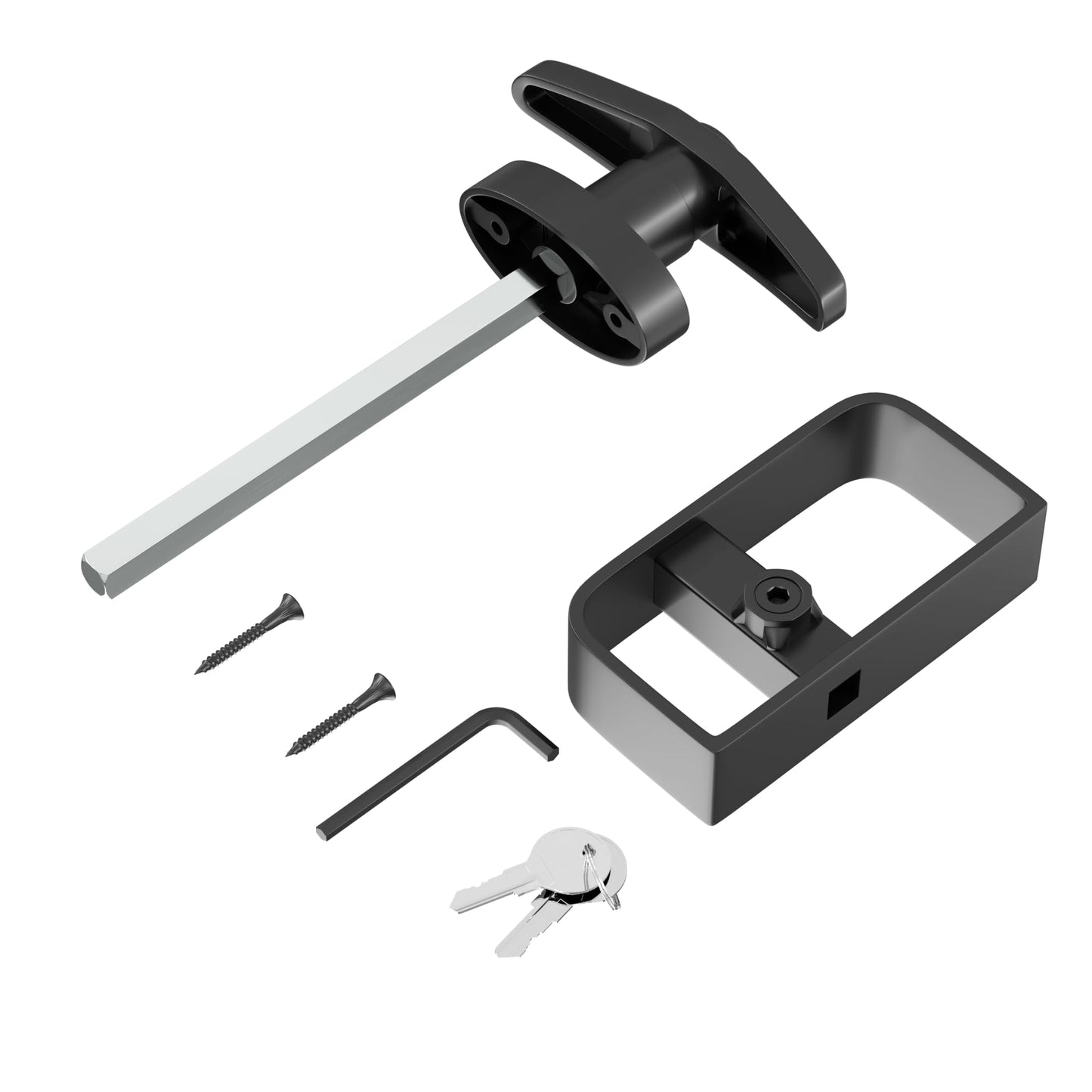 KABMOZ Shed Door Latch,2 Keys,Shed Door T Handle Lock,5-1/2" Steam,Storage Barn Shed Door Hardware Lock Set for Playhouses, Chicken Coops,Camper,Black