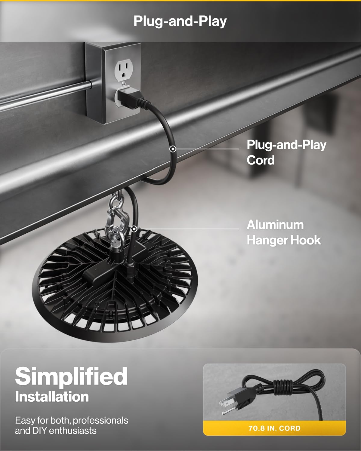 Sunco 6-Pack UFO LED High Bay Light 150W 19500LM 5000K Ultra Bright Commercial Shop Light for Warehouse, Garage & Workshop