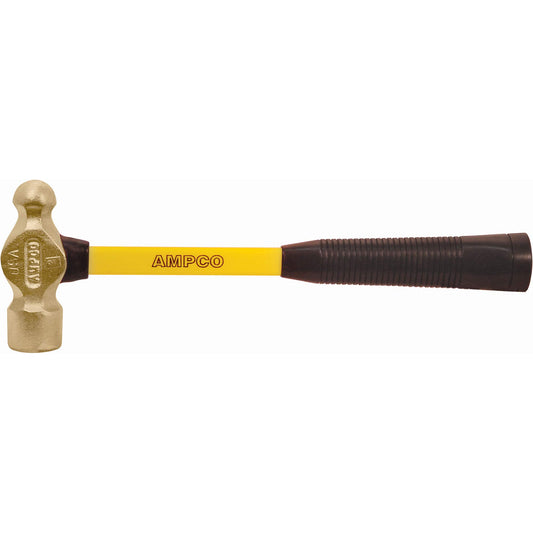 Ampco Safety Tools H-00FG Ball Peen Hammer, Non-Sparking, Non-Magnetic, Corrosion Resistant, 0.25 lb, 10" OAL