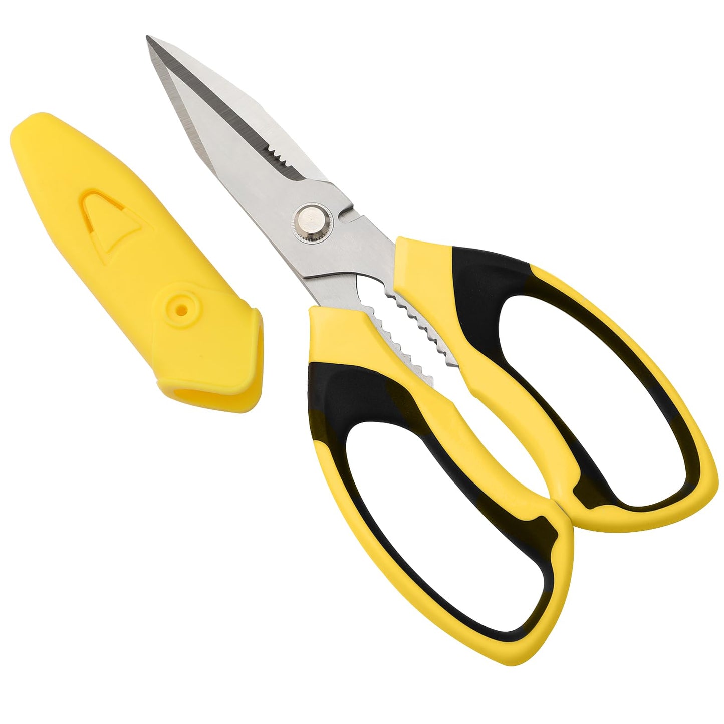 BoFuYuan 8" Heavy Duty Utility Scissors – Sharp Serrated Blades for Carpet, Cardboard, Wire, Leather, Fabric, Kitchen, Garden, Office, Craft