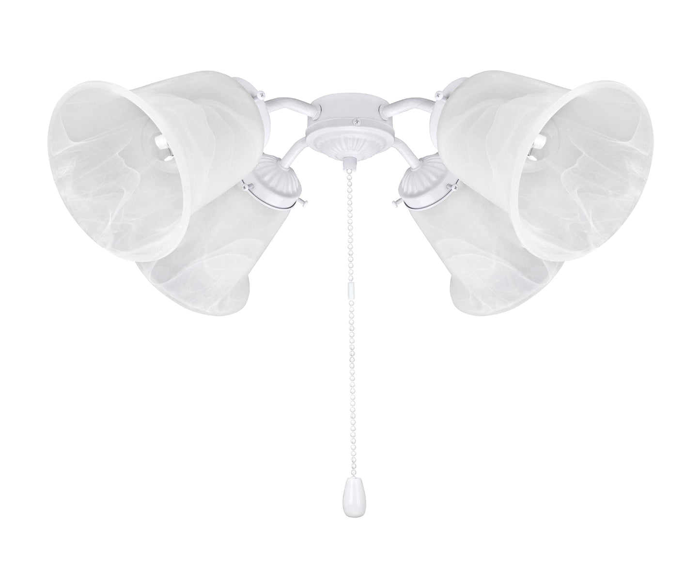 Aspen Creative 22003-21, Four-Light Ceiling Fan Fitter Light Kit with Pull Chain, Painted White