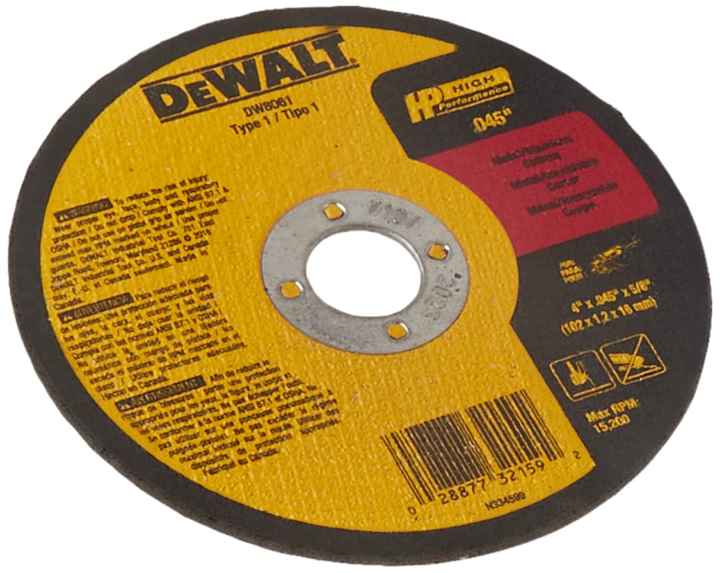 DEWALT DW8061 4-Inch by .045-Inch by 5/8-Inch A60T Abrasive Metal/INOX Cutting Wheel
