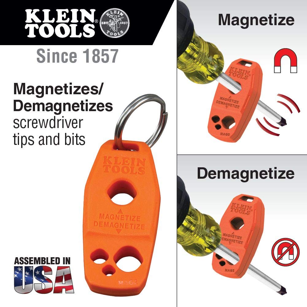Klein Tools MAG2 Demagnetizer / Magnetizer for Screwdriver Bits and Tips, Makes Tools Magnetic, Home Improvement, Rare-Earth Magnet