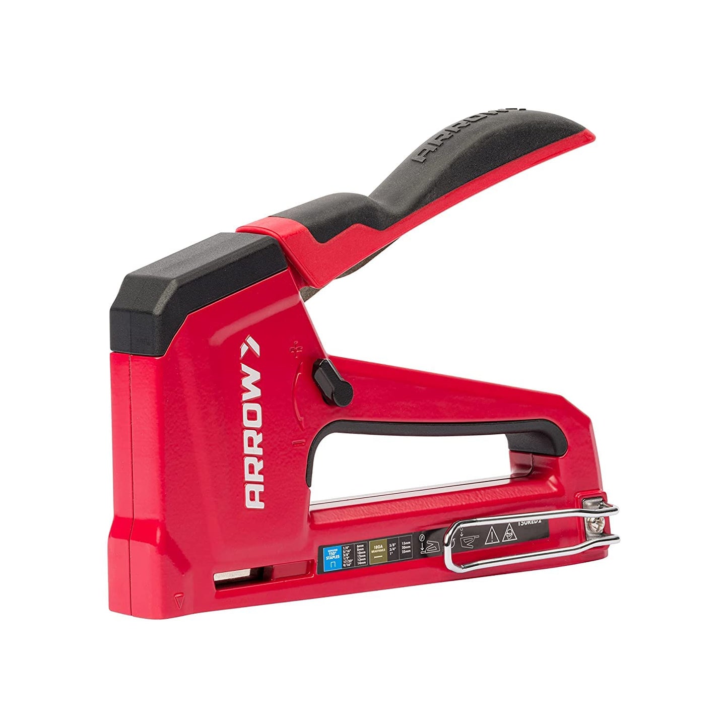 Arrow T50RED2 Heavy Duty Manual 2-in-1 Staple Gun and Brad Nailer for Upholstery, Framing, Insulation, Crafts, and Furniture, Red
