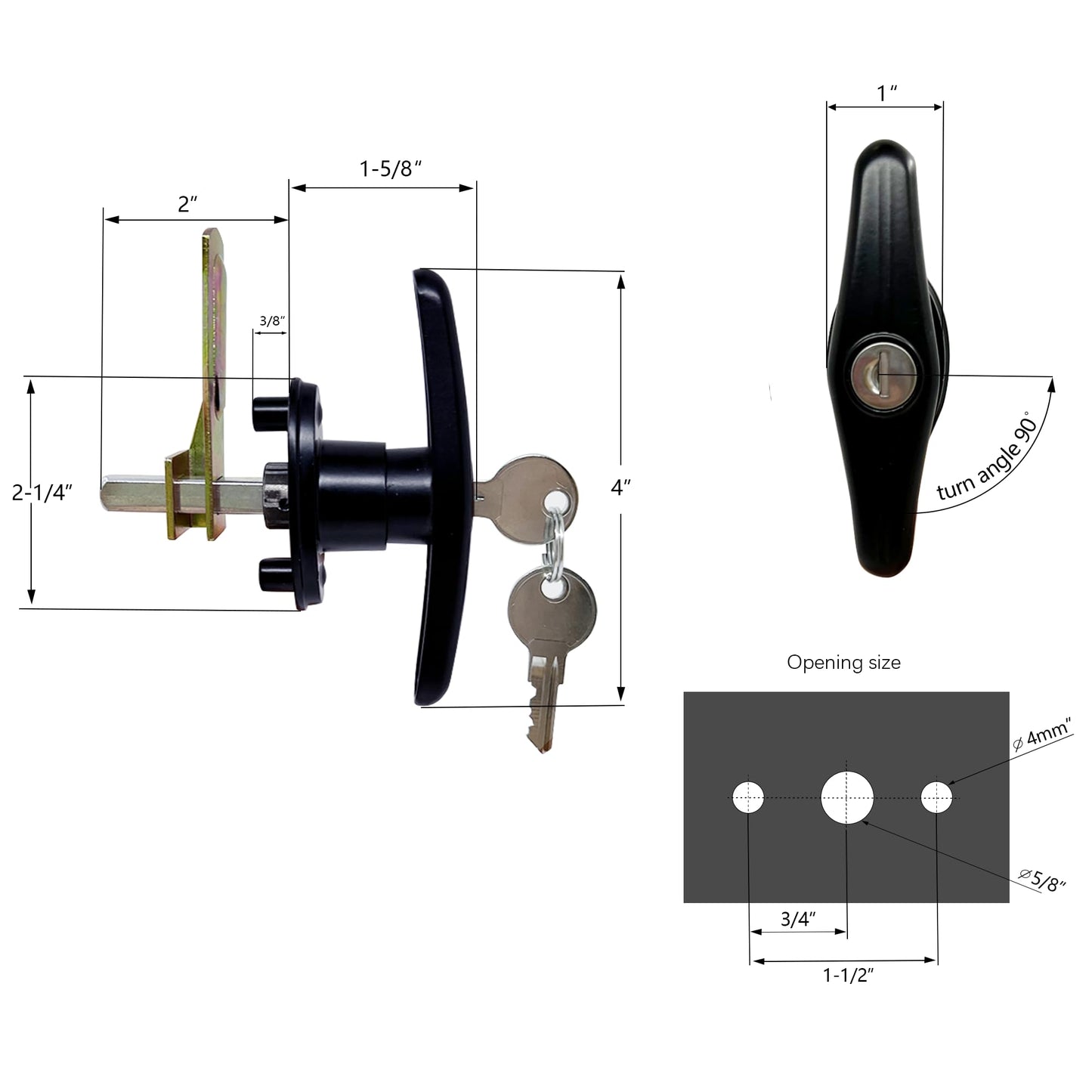 Lepoint T-Handle Chrome Alloy Lock Combo Pack,Clockwise and Counter Clockwise Shed Door Lock Kit Superior Durability Shed Door Hardware- Black