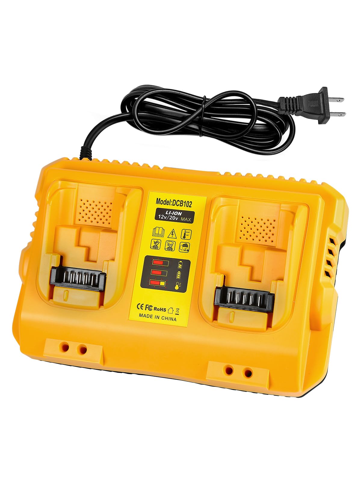 DCB102 20V MAX Battery Charger Replacement for Dewalt Battery Charger, 2 Port Charger Compatible with Dewalt 12V-20V Batteries