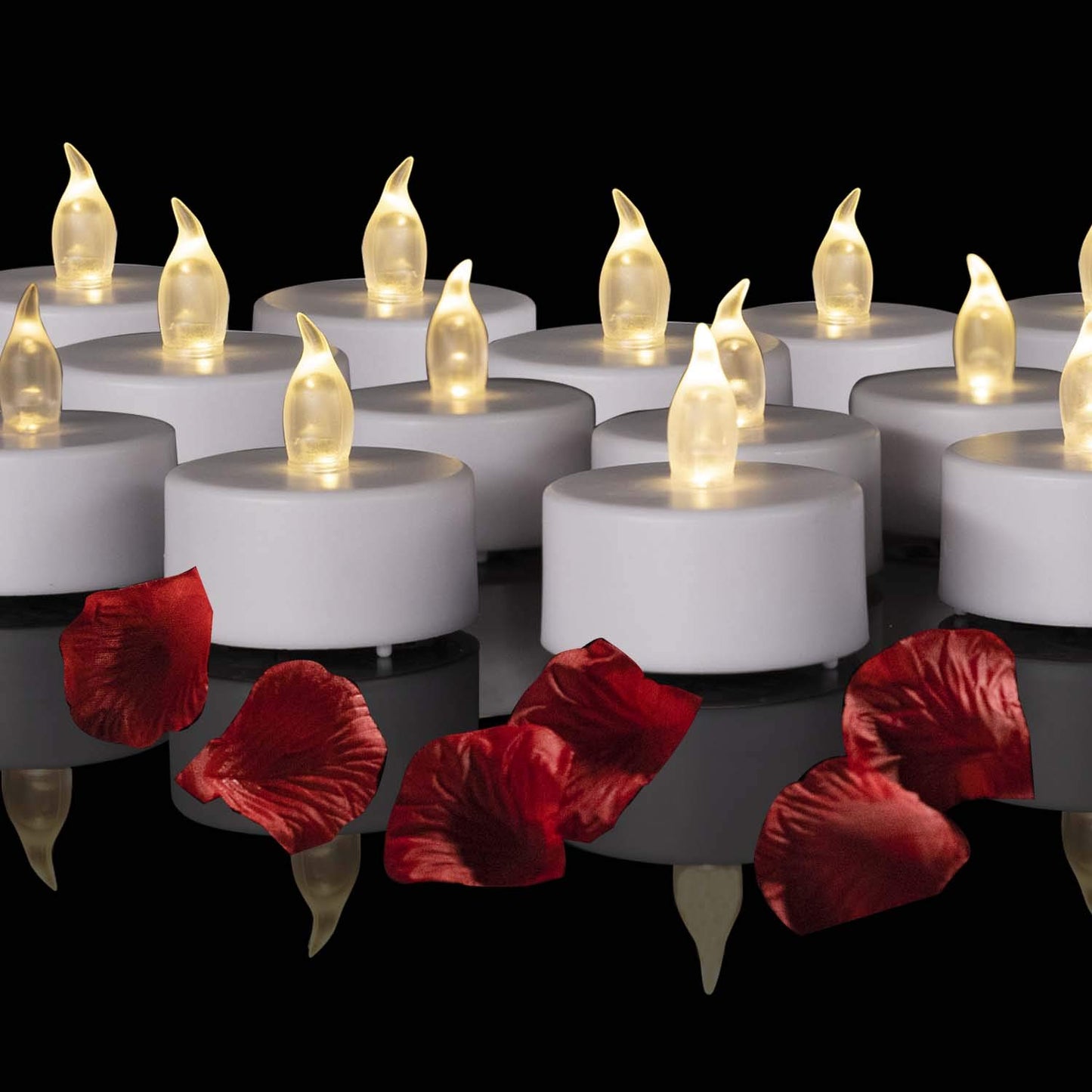 Hanzim 24-Pack Battery Operated LED Tea Lights, Flameless Votive Candles with Realistic Flickering, Warm White, 200-Hour Long Lasting