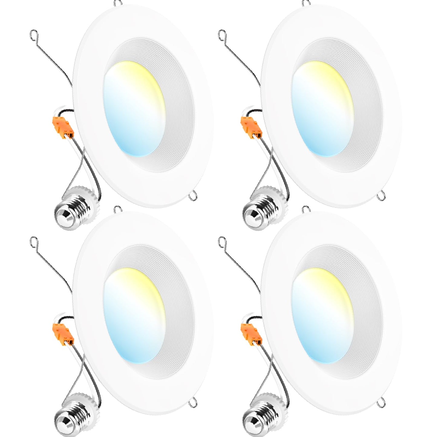Sunco 4-Pack 6" LED Recessed Lights, 13W (75W Equivalent), Dimmable, Selectable CCT 2700-5000K, Baffle Trim, Damp Rated, UL