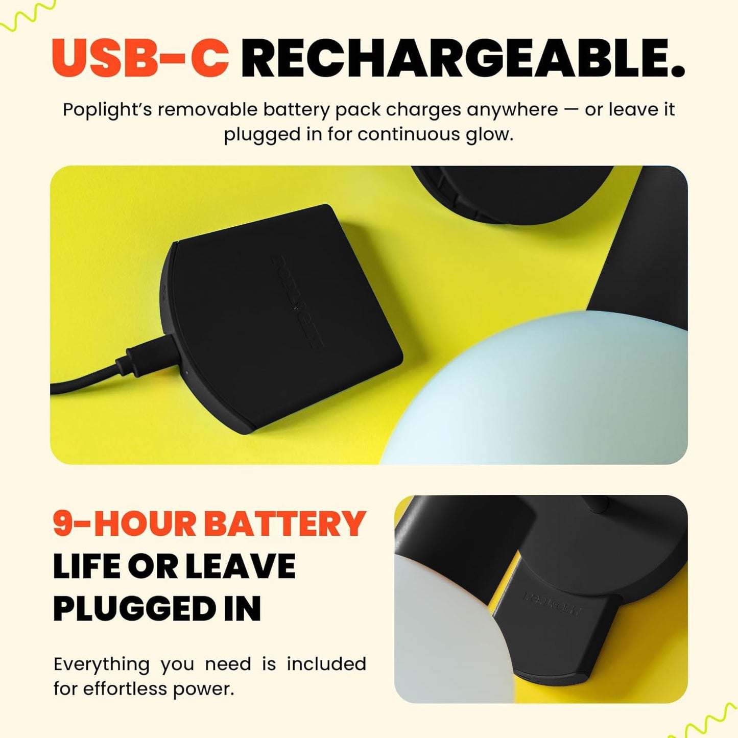 Poplight Wireless Wall Sconce (Shark Tank) – Rechargeable, Dimmable LED, App-Controlled, Moveable, Damage-Free Matte Black Ambient Light