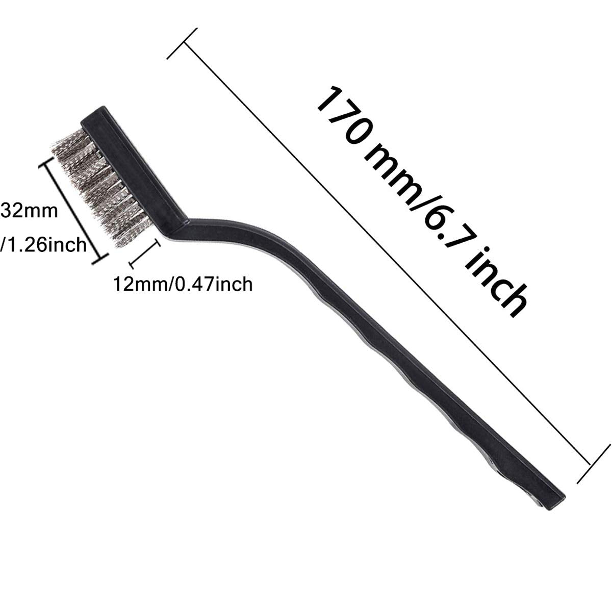 30PCS Mini Wire Brush Stainless Steel Brush,Curved Handle Masonry Brush Wire Bristle for Cleaning Welding Slag and Rust