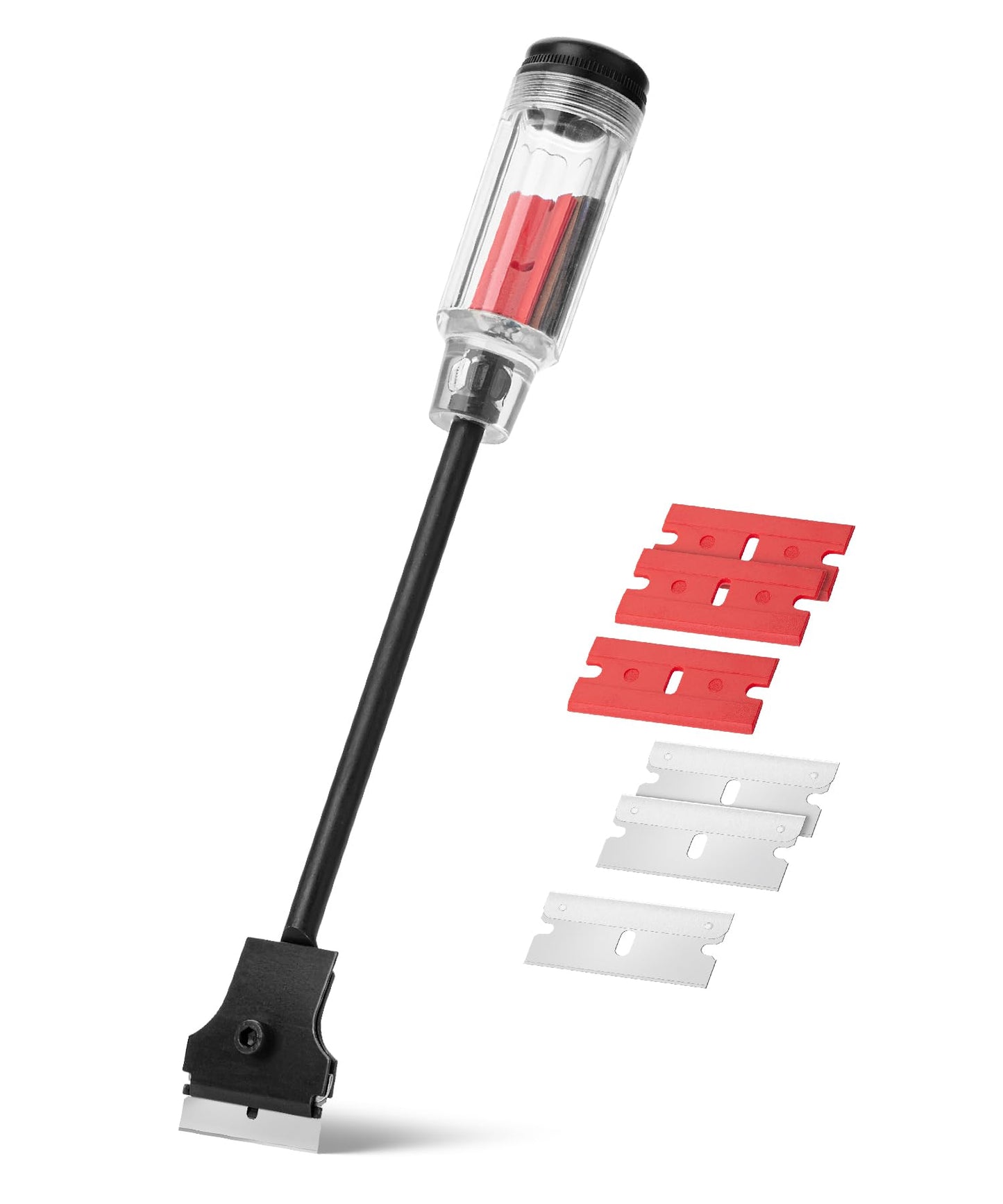 Bates- Long Reach Extension Scraper, 11-Inch, Razor Scraper with Extra 3 Double Edged Plastic & 3 Metal Blades, Long Handle Razor Blade Scraper, Razor Scraper, Window Scraper, Scraper Tool