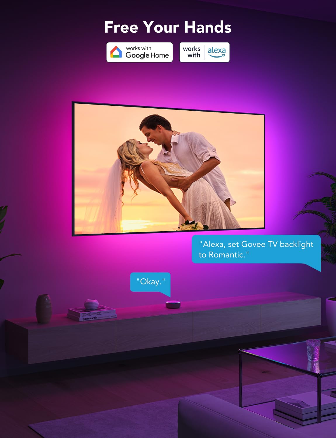 Govee RGBIC LED TV Backlight for 40-50" TVs, Smart Wi-Fi & Bluetooth, Music Sync, App, Alexa & Google Control, 77 Scene Modes