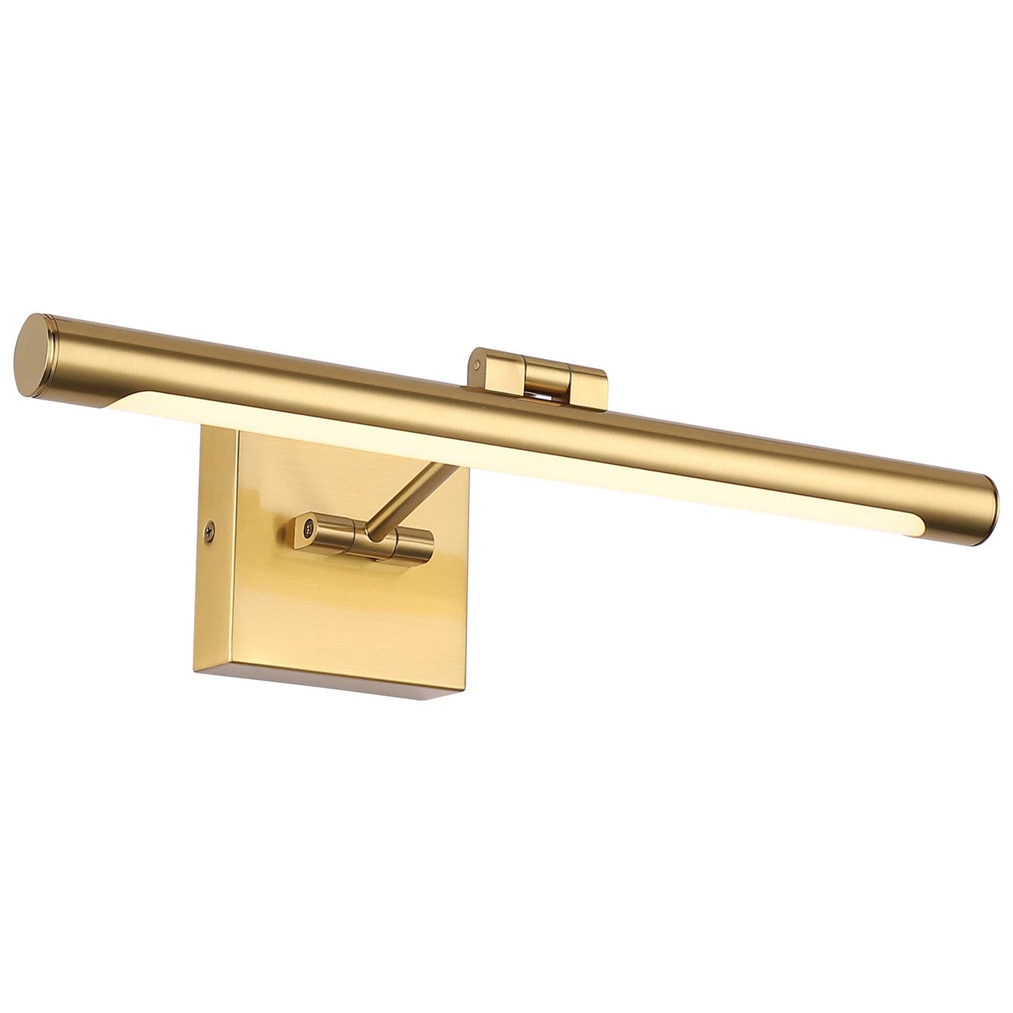 **LED Picture Light 16.5”, Modern Metal Wall Lamp with Swing Arm, 9W Hardwired, 3000K Warm White, CRI80+, Brass Finish**