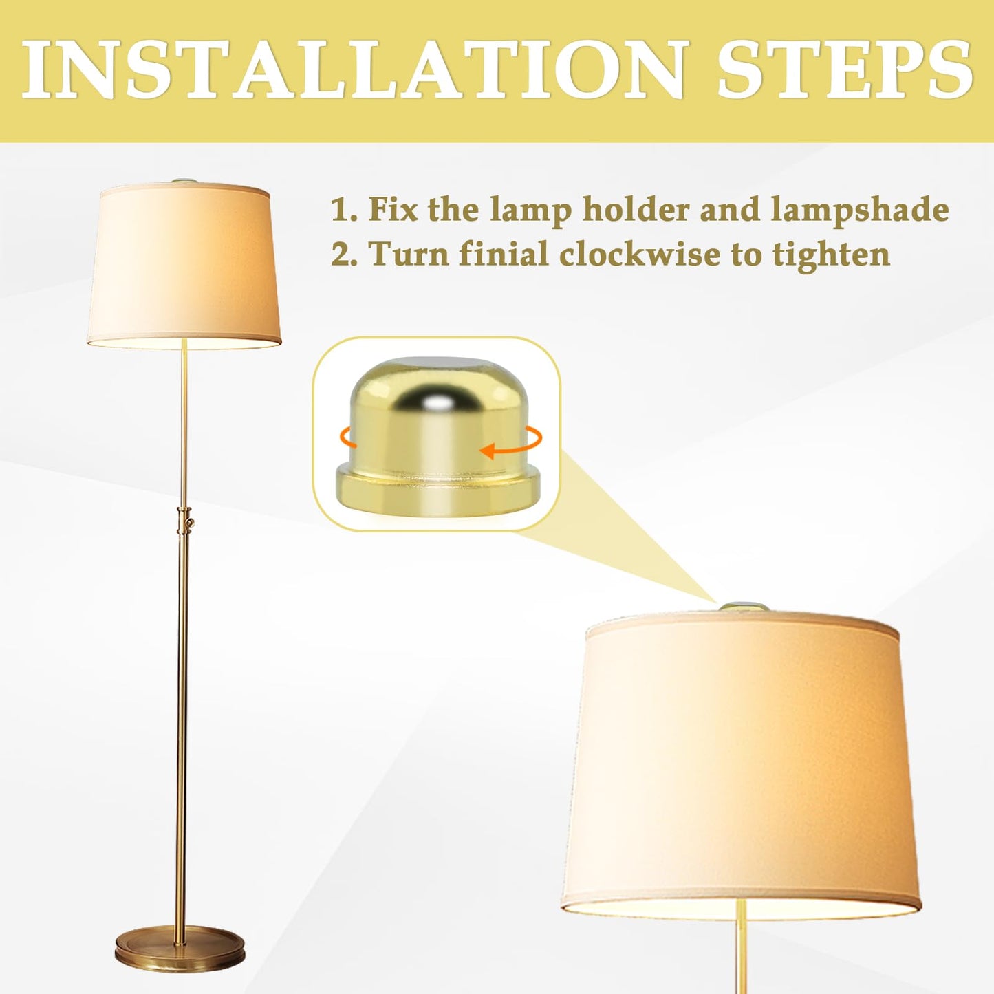 MARRTEUM 1/2 Inch Tall Lamp Finial Tapped 1/4-27 Knob Lamp Accessories for Lamp Shade Holder Harp Tops, Gold, 2PCS