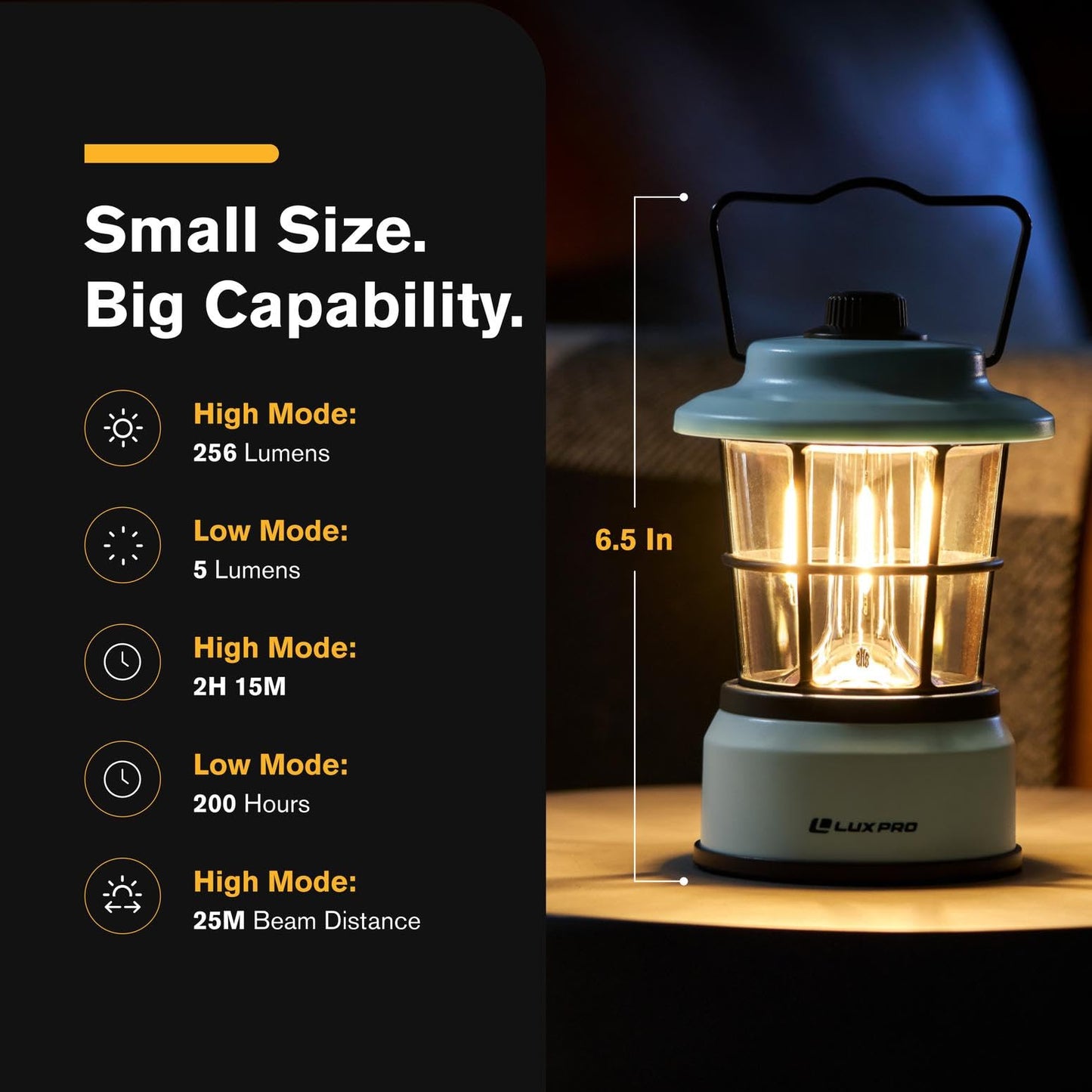 LUXPRO Retro LED Lantern - Battery-Powered, Water-Resistant Emergency Lamp for Indoor & Outdoor, Hiking, Camping, Hurricane Prep (Blue)