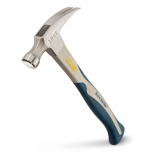 ESTWING Sure Strike Hammer - 16 oz Rip Claw Hammer with Smooth Face & Carbon Fiber Handle - SSCF16S