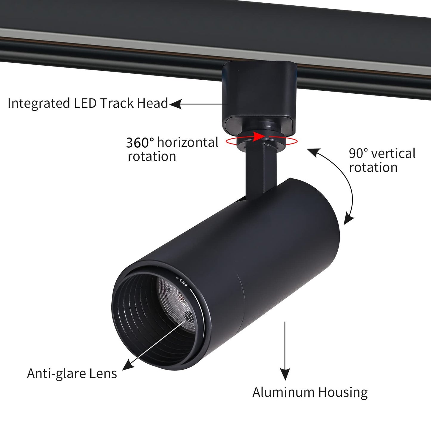 Ajbvp 5-Color LED Track Light Heads 12W Dimmable, Adjustable Beam 15°–60°, Multi-Color Temp 2700K–5000K, Ceiling & Art Lighting